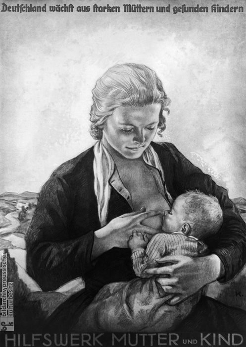 „Deutschland wächst aus starken Müttern und gesunden Kindern”: Propagandaplakat des Hilfswerks Mutter und Kind (1935)